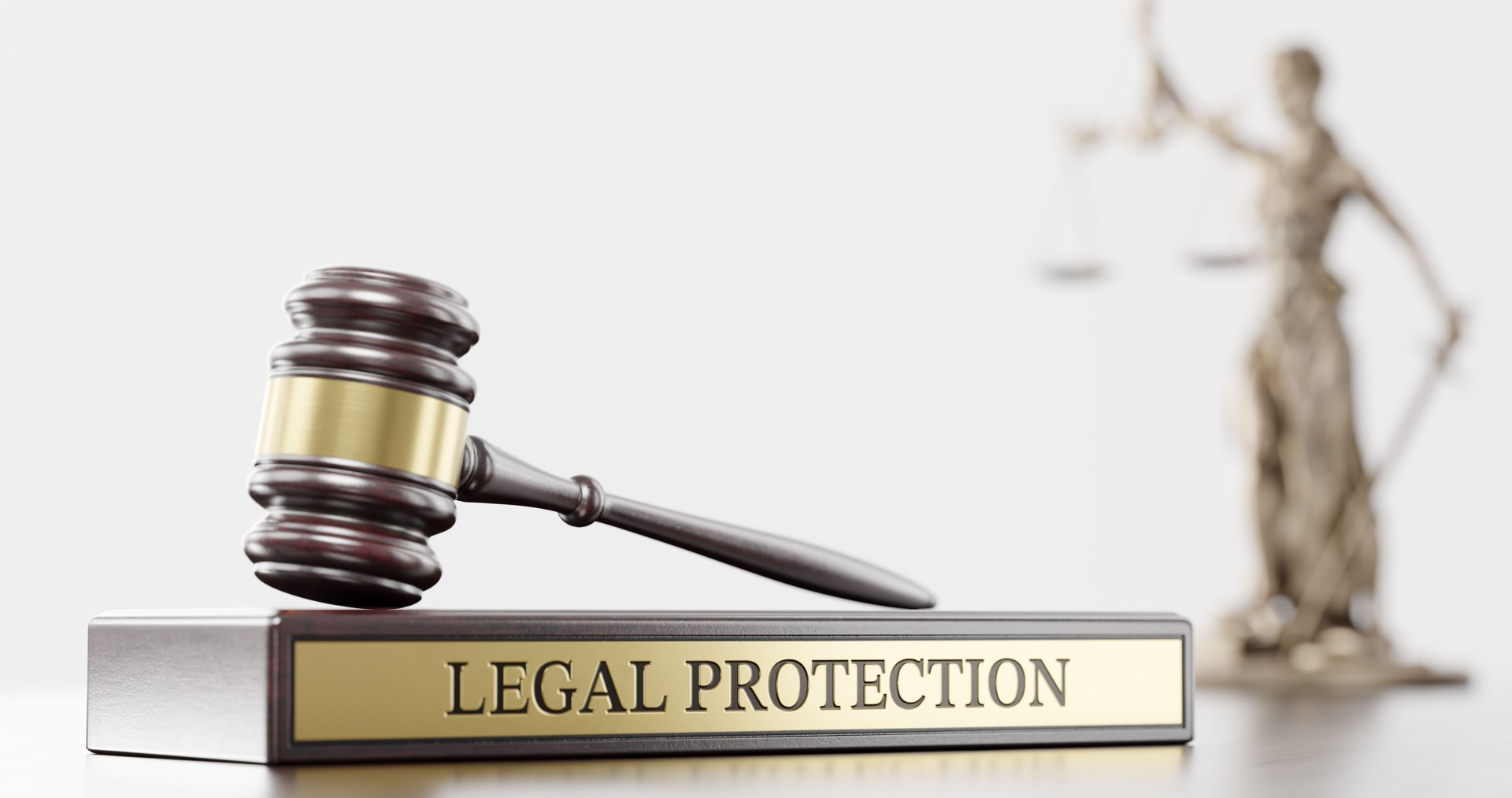 Legal Protection: Judge's Gavel, Themis is the goddess and wooden stand with text word